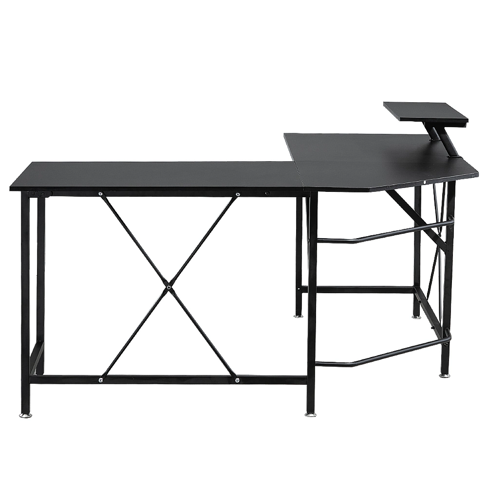 Modern Foldable Office Desk Computer Desk with Storage Rack Floor Bookcase Table