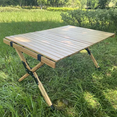 Mesa dobrável de piquenique de bambu ao ar livre de alta qualidade para acampamento com 2 lugares