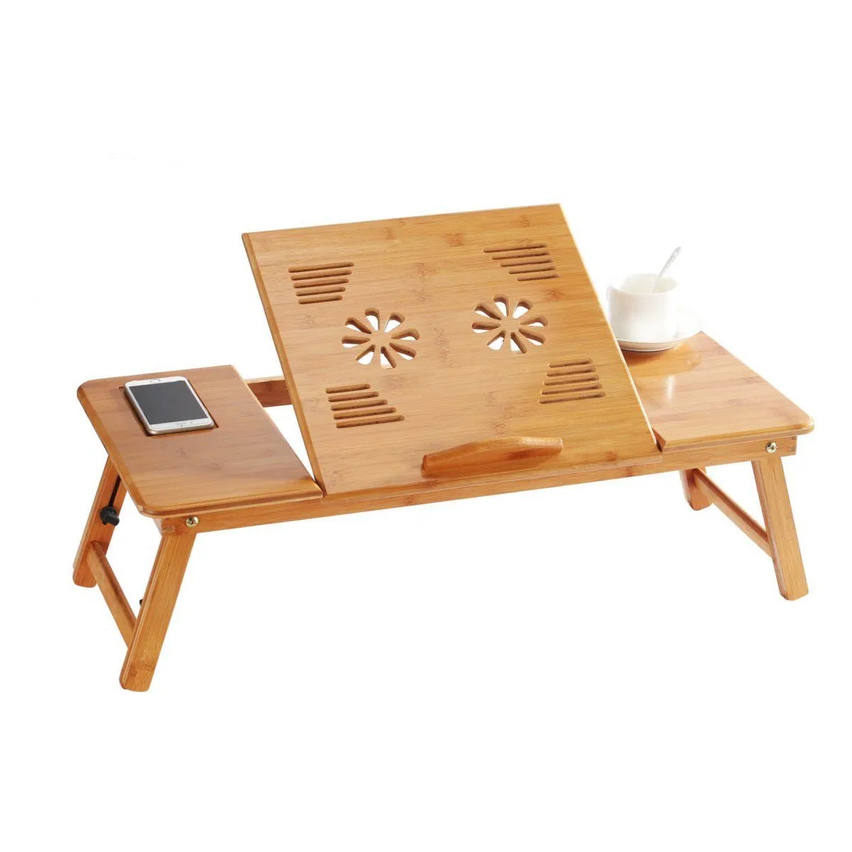 Mesa de colo dobrável de 70 cm de bambu para laptop cama mesa suporte bandeja mesa ajustávelbt